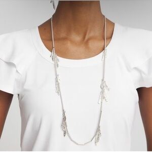 CHICO’s Silver tone Leaf Necklace from the Silver Whimsey Collection 32”+4” ext.